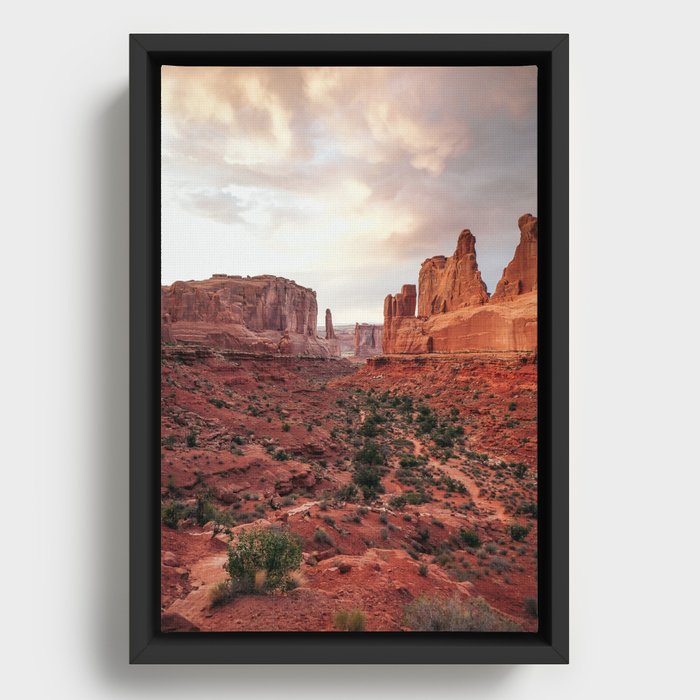 Fire Red Rock Formations in Utah Framed Canvas
