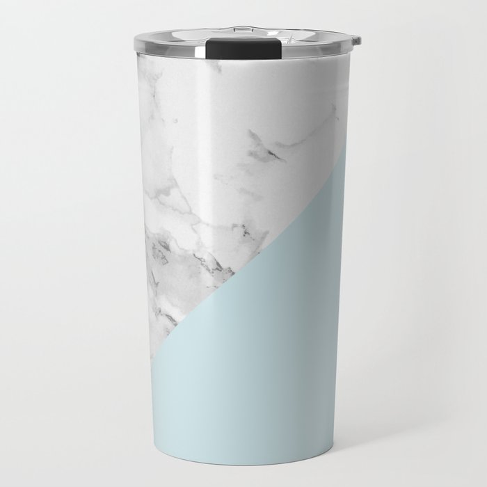 Marble + Pastel Blue Travel Mug