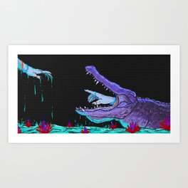 Neon Crocodile Art Print