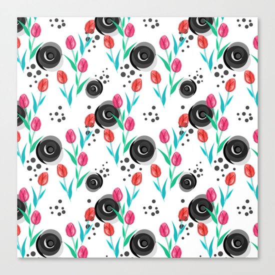 Abstract floral pattern tulips. Canvas Print