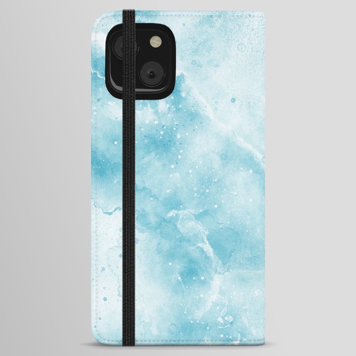 Coastal Ocean Waves Marble Teal Aqua Blue iPhone Wallet Case