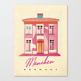 Playful House in Munich Travel Poster Retro Canvas Print