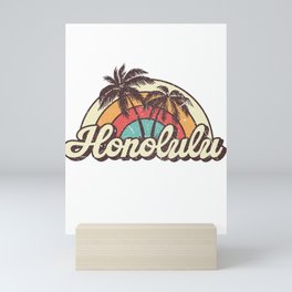 Honolulu beach city Mini Art Print