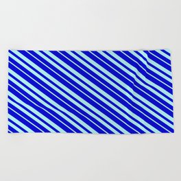 [ Thumbnail: Blue & Turquoise Colored Pattern of Stripes Beach Towel ]