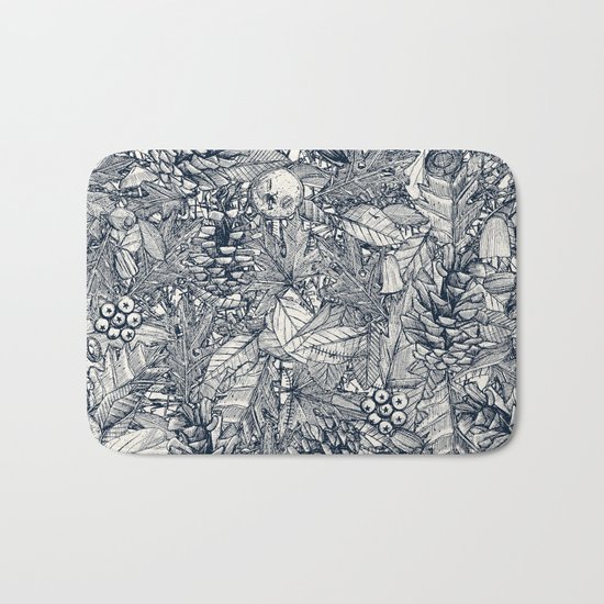 forest floor indigo ivory Bath Mat