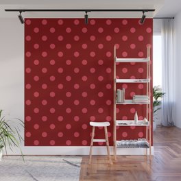 Classic Dotted Retro Polka Dot Pattern with Red and Red Dots Wall Mural