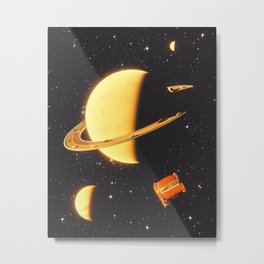 Traffic On Saturn Metal Print | Funny, Traffic, Vintage, Cars, Collage, Digital, Futurism, Travel, Spaceage, Stars 