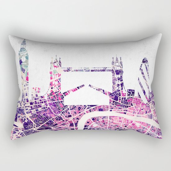 LONDON Skyline + map Rectangular Pillow