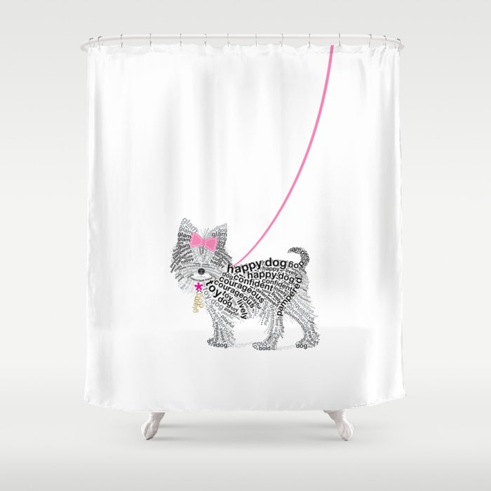 Typographic Yorkshire Terrier - Pink   #YorkshireTerrier #buyart Shower Curtain