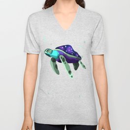 Space Turtle  V Neck T Shirt