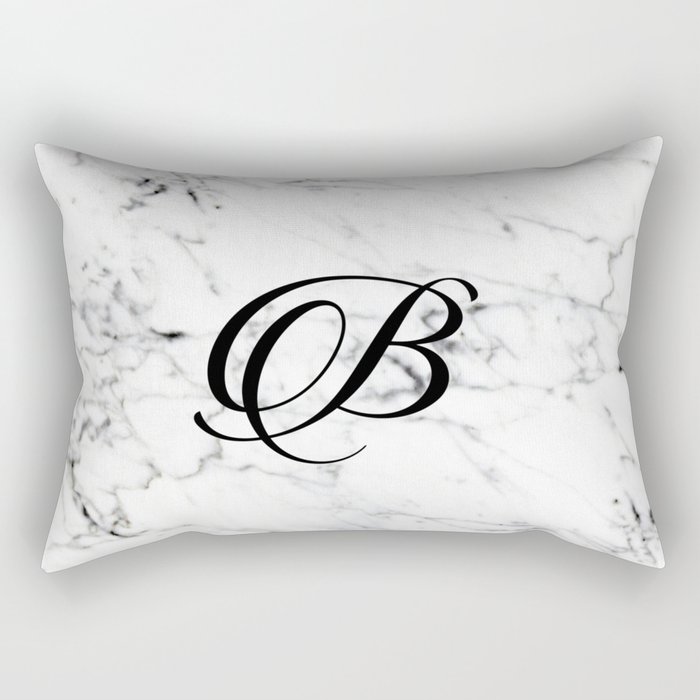 Letter B on Marble texture Initial personalized monogram Rectangular Pillow
