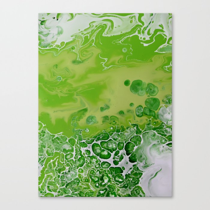 Caribbean Green Lime Green Bright Fluid Art Canvas Print By Colorflowcreations Society6