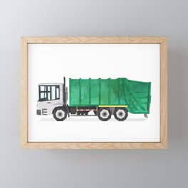 Garbage Truck Framed Mini Art Print | Toddler Boy, Digital, Children, Playroom, Graphicdesign, Garbage Truck, Nursery, Kids, Boys Room, Watercolor 