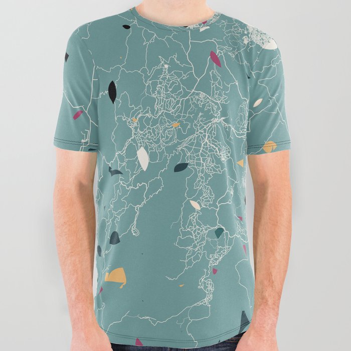 Canberra, Australia - Artistic Map Drawing - Vintage All Over Graphic Tee