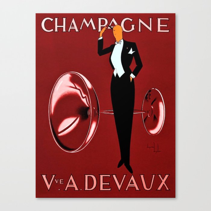 Vintage Champagne Red Paris, France Jazz Age Roaring Twenties Advertisement Poster - Posters Canvas Print