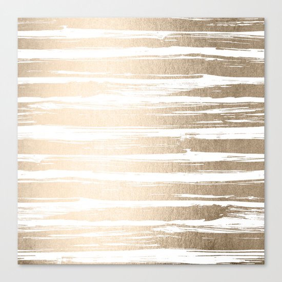 White Gold Sands Painted Stripes Canvas Print