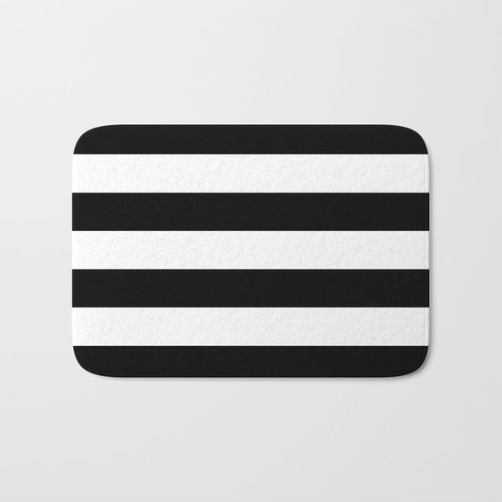 Stripe Black & White Horizontal Bath Mat