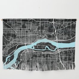 Quad Cities Map - Black Wall Hanging