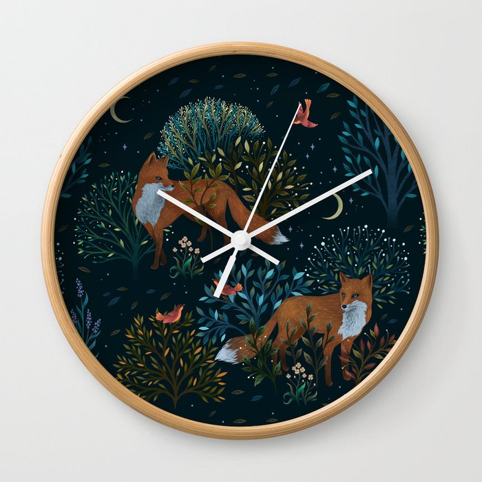 Forest Foxes Wall Clock