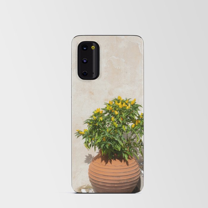 Greek Still Live | Plant in Terra Pot | Peper Yellow Green Bush | Sunny Summer Travel Photography Android Card Case