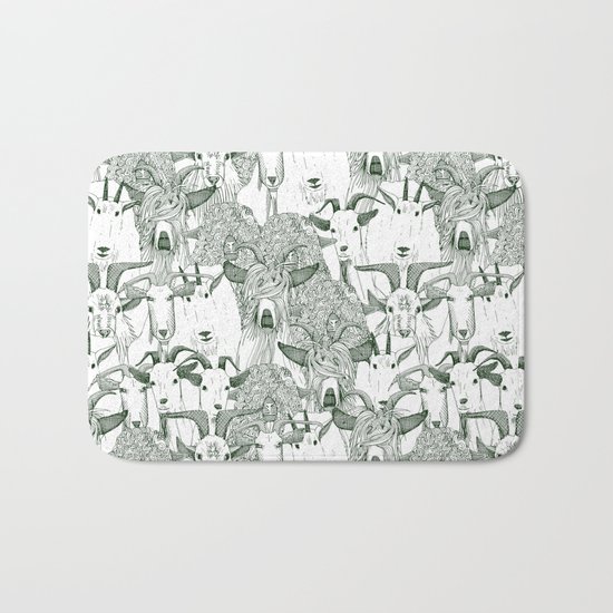 just goats dark green Bath Mat