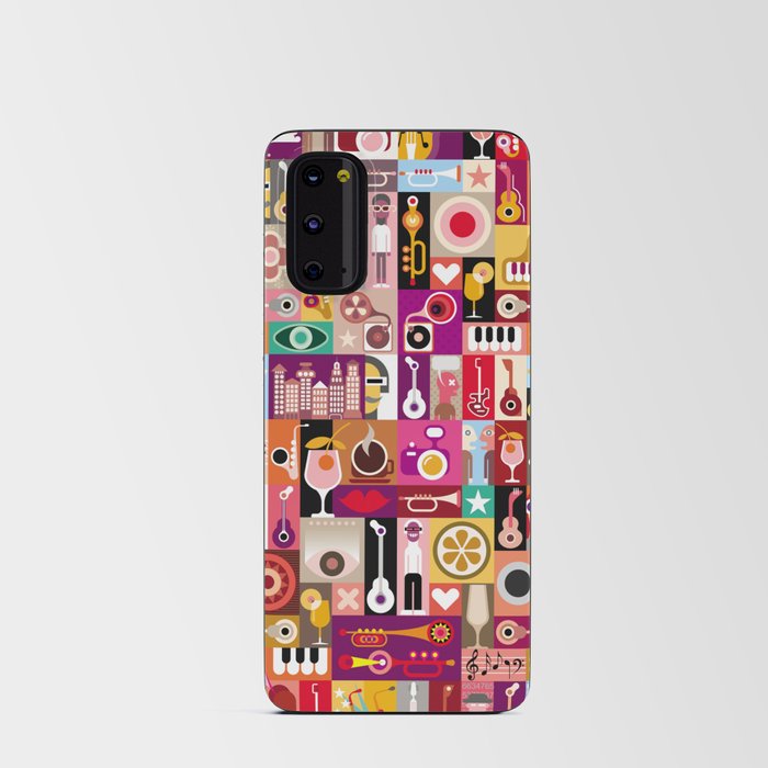Art collage, musical illustration. Patchwork seamless wallpaper. Android Card Case