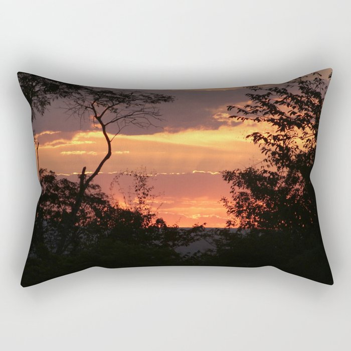 Brazil Photography - Silhouette Of Trees Under The Red Sunset Rectangular Pillow