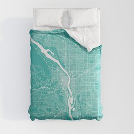 Portland map turquoise Comforter