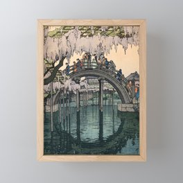 Drum bridge, at Kameidô, shrine,Tokyo, (woodcut)_Hiroshi YoshidaJapanese printmaker(1876-1950) Framed Mini Art Print