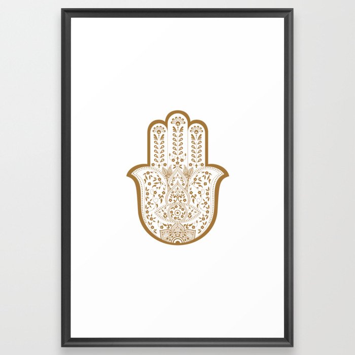 Hamsa Hand of Fatima Gold Framed Art Print