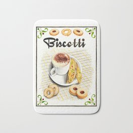 BISCOTTI Bath Mat | Latte, Food, Kitchendecor, Italianfood, Italiansummer, Kitchenaccessories, Biscotti, Foodillustration, Tuscany, Painting 