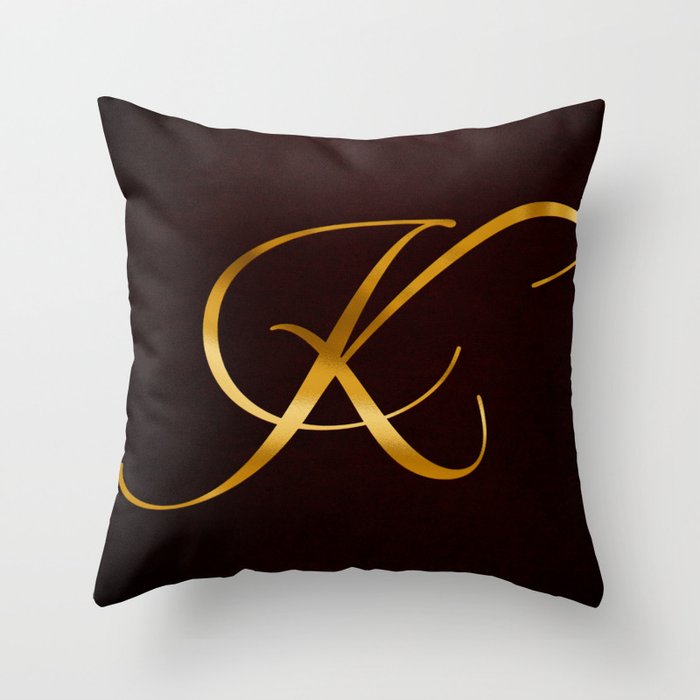 Golden letter K in vintage design Throw Pillow