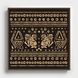 Aztec Golden Monkey Pattern Framed Canvas