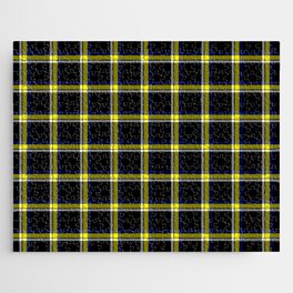 Black, white, yellow , navy plaid Jigsaw Puzzle