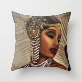 African American Masterpiece 'Cotton Club Flapper Dance Girl' Portrait Painting Throw Pillow