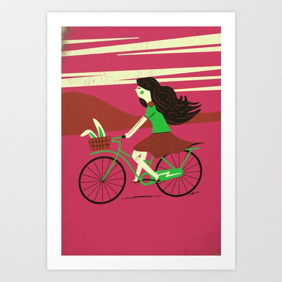 Biker Bunny Art Print