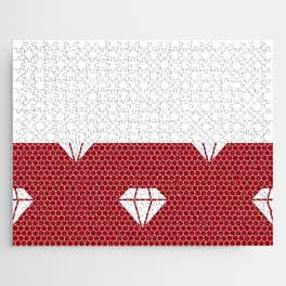 White Diamond Lace Horizontal Split on Christmas Red Jigsaw Puzzle