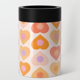 'You & Me' Retro Heart and daisy pattern Can Cooler