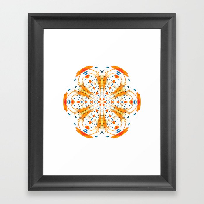 Orange Ink Mandala Framed Art Print