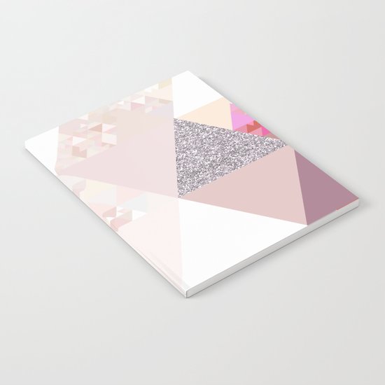Triangles in glittering Rose quartz - pink glitter triangle pattern Notebook