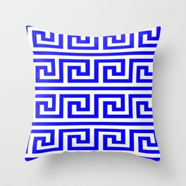 Cobalt Blue Greek Key Pattern Throw Pillow