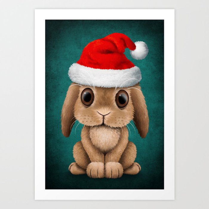 bunny wearing santa hat