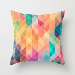 RAINBOW GEOMETRY. SQUARES AND TRIANGLES IN COLOR Throw Pillow