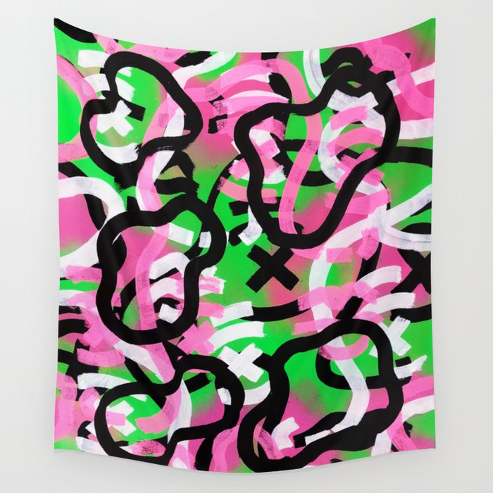 Rhythm in the Neon Forest Wall Tapestry