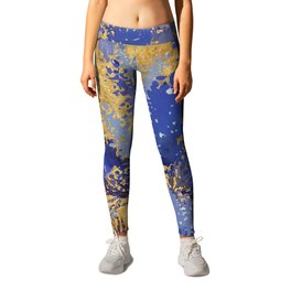 Watercolor navy blue purple gold floral Leggings | Branch, Foliage, Watercolor, Watercolorflowers, Floral, Purple, Navyblue, Painting, Abstractfloral, Gold 