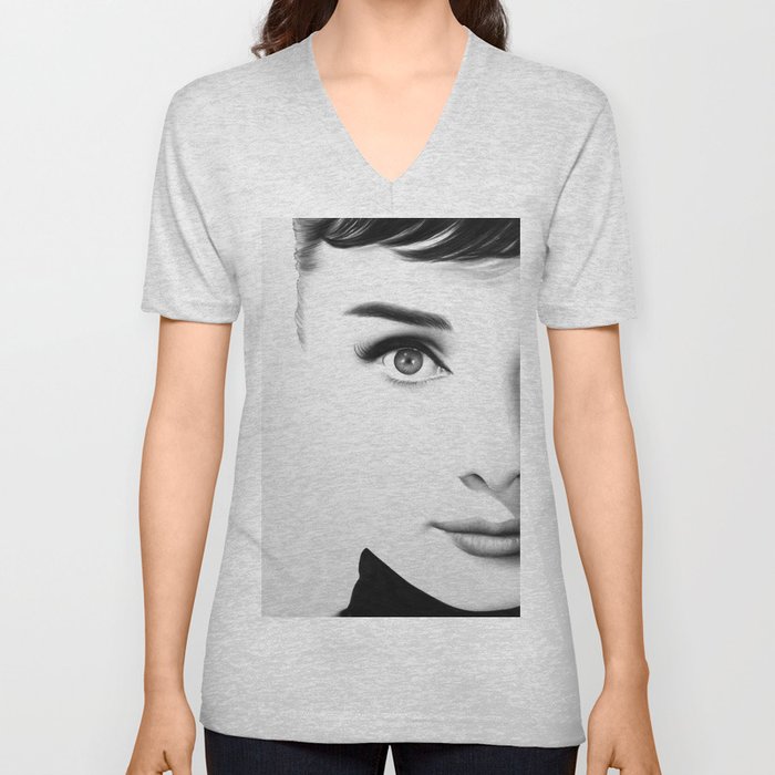 Audrey Hepburn Half Series V Neck T Shirt