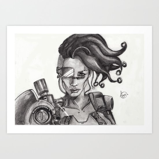 Miss Cyborg - with edits Art Print