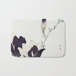 Purple magnolia illustration from Bijutsu Sekai (1893-1896) by Watanabe Seitei Bath Mat | Oriental, Design, Ukiyoe, Eastern, Antique, Painting, Japanese, Aesthetic, Ornamental, Decorative 
