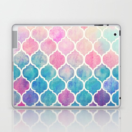 Rainbow Pastel Watercolor Moroccan Pattern Laptop & iPad Skin