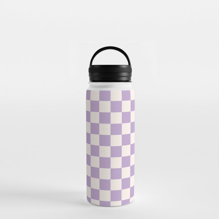 ORANGE AND WHITE Checkered Pattern Water Bottle